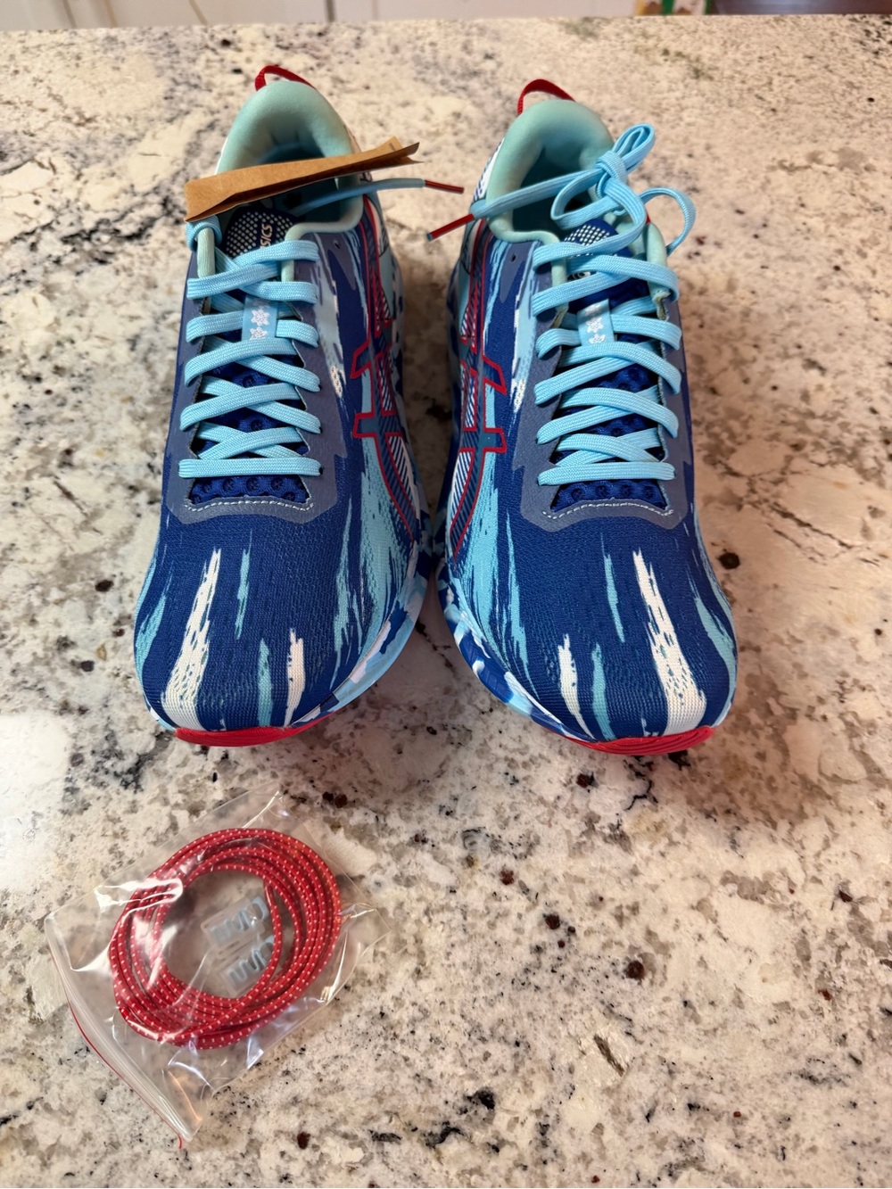 Asics Women's Blue Light Blue Red Athletic Running Shoes
